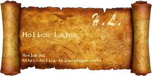 Holics Lajos névjegykártya